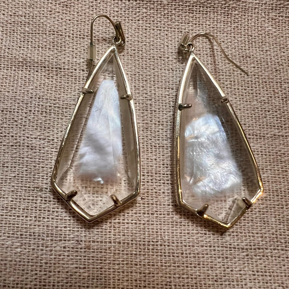 Kendra Scott- Elegant Gold and Iridescent Drop Earrings